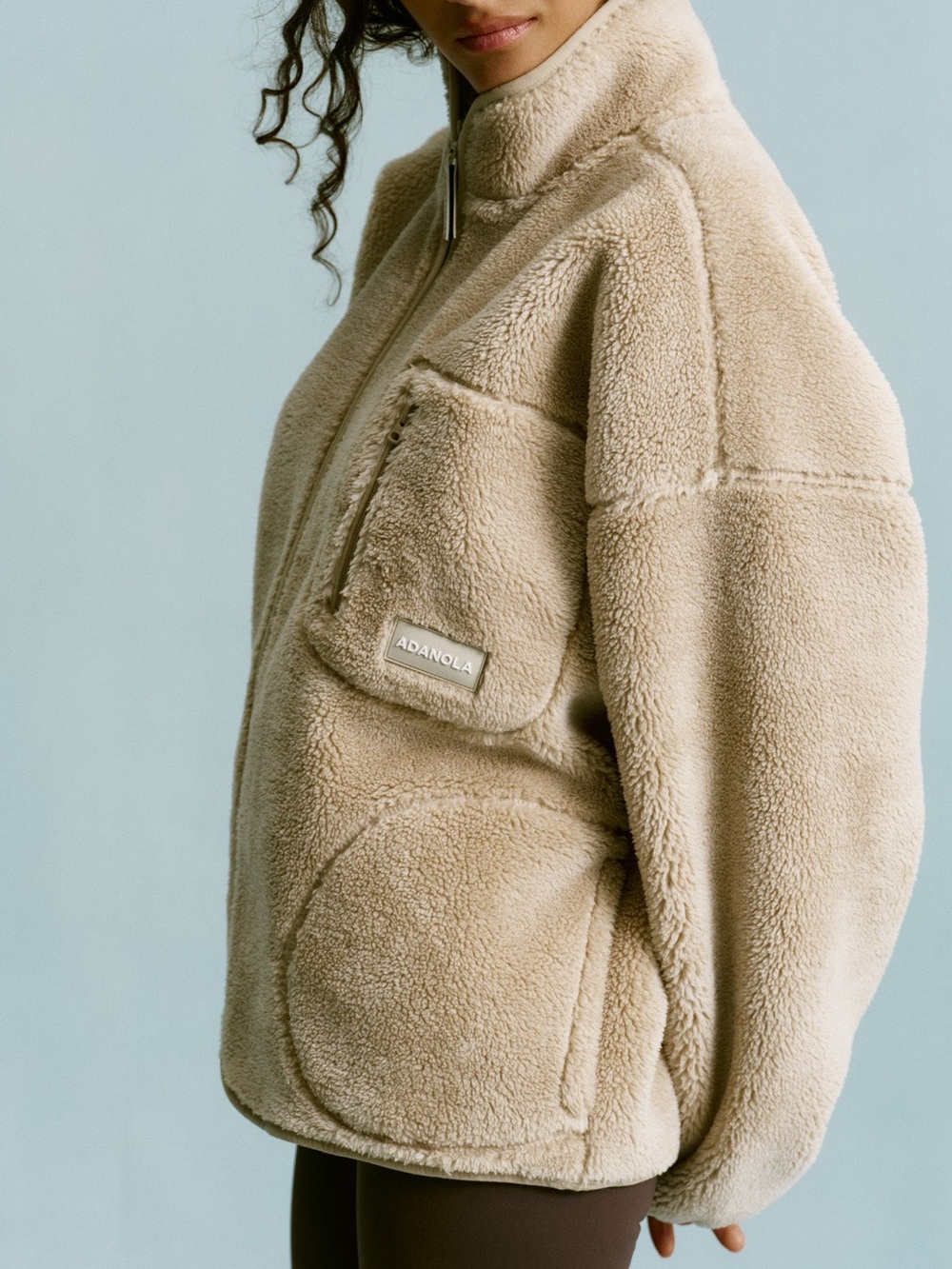 Adanola Women's Cream Teddy Sherpa Zip Jacket